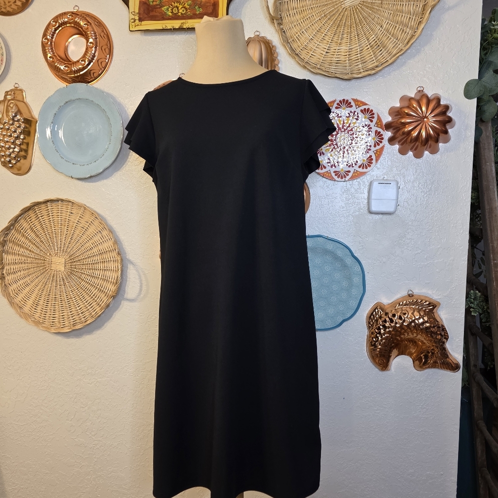 Ces Femme Black Mini Dress with Flutter Sleeves
